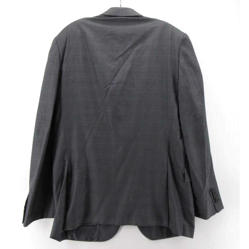 Ermenegildo Zegna Sport Coat 44 Charcoal Blazer Wool Windowpane Jacket*